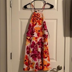 Bebe white orange pink floral dress